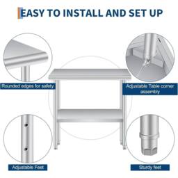 VOGREX Kitchen Table Backsplash Adjustable Undershelf Stainless Steel in Silver - thumbnail 6