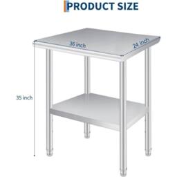 VOGREX Kitchen Table Backsplash Adjustable Undershelf Stainless Steel in Silver - thumbnail 2