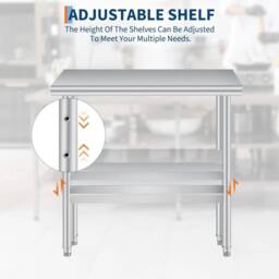 VOGREX Kitchen Table Backsplash Adjustable Undershelf Stainless Steel in Silver - thumbnail 3