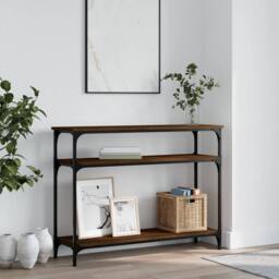 Berkfield Home Console Table Brown Oak 100x29x75 cm Engineered Wood - Size: 100 x 29 x 75 cm - thumbnail 2