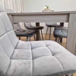 KOSY KOALA Dining Table & 6 Chairs Grey 6 Grey Velvet Chairs Wood Dining Set Furniture in Brown - thumbnail 5