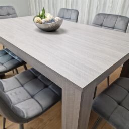 KOSY KOALA Dining Table & 6 Chairs Grey 6 Grey Velvet Chairs Wood Dining Set Furniture in Brown - thumbnail 7
