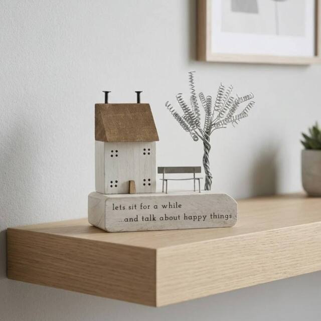 Garden Greatness Happy Things Wooden House Plaque - Size: 1 Pack