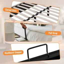 BTM Upholstered Bed with LED & USB Charging Headboard in Beige - Size: Super King - thumbnail 6