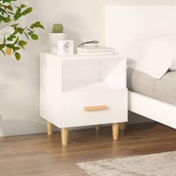Berkfield Home Bedside Cabinet White 40x35x47 cm - Size: 40 x 35 x 47 cm - thumbnail 2