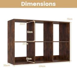 Costway 6-Cube Bookshelf Wooden Ladder Shelf Modern 2-Tier Open Display Shelf in Brown - thumbnail 2
