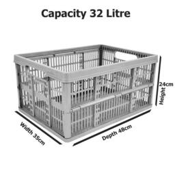 SPETLEK 4 XStrong Folding Collapsible Plastic Storage Crates Boxes in Grey - Size: Large - thumbnail 2