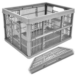 SPETLEK 4 XStrong Folding Collapsible Plastic Storage Crates Boxes in Grey - Size: Large - thumbnail 5