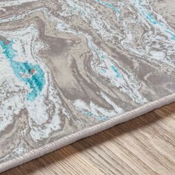 Livabliss Lustro-Abstract Blue Grey Beige Modern Marble Living Dining Bedroom Rug in Teal - Size: 120 cm x 170 cm - thumbnail 3