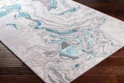 Livabliss Lustro-Abstract Blue Grey Beige Modern Marble Living Dining Bedroom Rug in Teal - Size: 120 cm x 170 cm - thumbnail 7