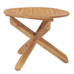 Berkfield Home Garden Dining Table Ã˜90x75 cm Solid Teak Wood in Brown - Size: 90x75 cm - thumbnail 3
