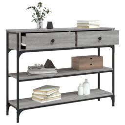 Berkfield Home Console Table Grey Sonoma 100x25x75 cm Engineered Wood - Size: 100 x 25 x 75 cm - thumbnail 4