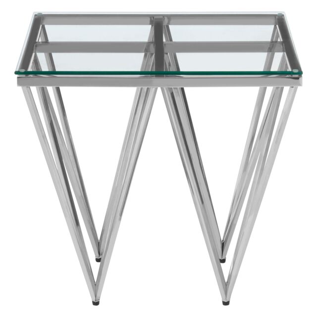 Orsina Modern Design Silver Finish Spike Legs End Table, Durable Constructed Metal End Table, Sturdy Bedside Table - image 1