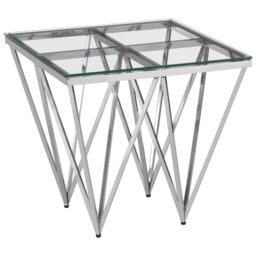 Orsina Modern Design Silver Finish Spike Legs End Table, Durable Constructed Metal End Table, Sturdy Bedside Table - thumbnail 2