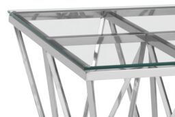 Orsina Modern Design Silver Finish Spike Legs End Table, Durable Constructed Metal End Table, Sturdy Bedside Table - thumbnail 4