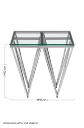 Orsina Modern Design Silver Finish Spike Legs End Table, Durable Constructed Metal End Table, Sturdy Bedside Table - thumbnail 5