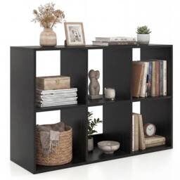 Costway 6-Tier Wall Mounted Bookshelf Wooden Ladder Shelf Modern Display Shelf in Black - thumbnail 3