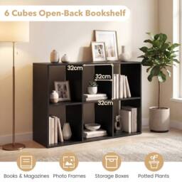 Costway 6-Tier Wall Mounted Bookshelf Wooden Ladder Shelf Modern Display Shelf in Black - thumbnail 5