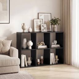 Costway 6-Tier Wall Mounted Bookshelf Wooden Ladder Shelf Modern Display Shelf in Black - thumbnail 8