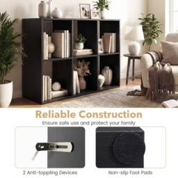 Costway 6-Tier Wall Mounted Bookshelf Wooden Ladder Shelf Modern Display Shelf in Black - thumbnail 6