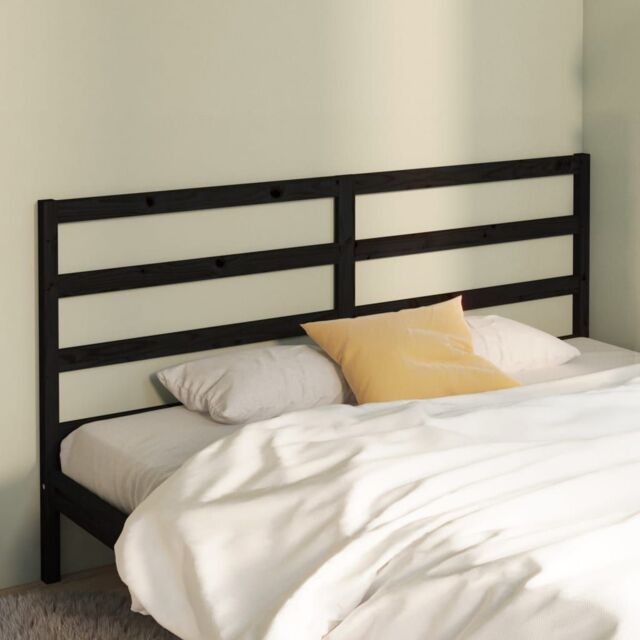 Berkfield Home Bed Headboard Black 206x4x100 cm Solid Wood Pine - Size: 206 x 4 x 100 cm - image 1