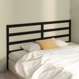 Berkfield Home Bed Headboard Black 206x4x100 cm Solid Wood Pine - Size: 206 x 4 x 100 cm - thumbnail 3