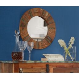 Indian Hub Coastal Large Framed Mirror - Wood - L5 x W85 x H85 cm in Brown - thumbnail 2