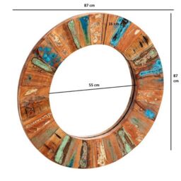Indian Hub Coastal Large Framed Mirror - Wood - L5 x W85 x H85 cm in Brown - thumbnail 4