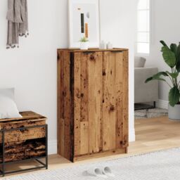 Berkfield Home Shoe Cabinet Old Wood 59x35x100.5 cm Engineered Wood in Brown - thumbnail 3