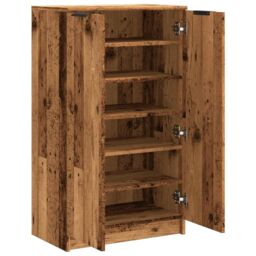 Berkfield Home Shoe Cabinet Old Wood 59x35x100.5 cm Engineered Wood in Brown - thumbnail 5