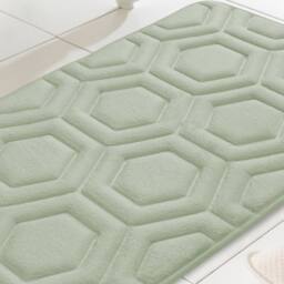 HomeSpace Direct Geo Memory Foam Bath Mat in Green - thumbnail 2