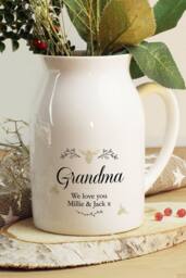 Personalised Memento Company Women's Personalised Floral Bee Flower Jug Vase in White - thumbnail 4