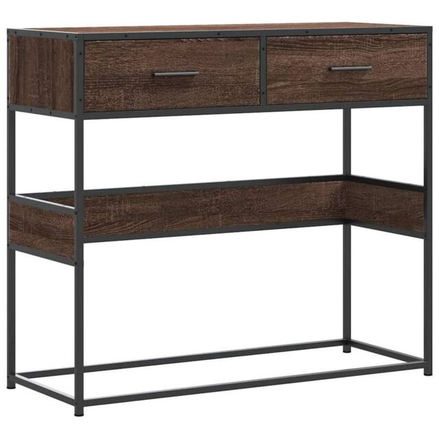 Berkfield Home Console Table Brown Oak 90x35x80 cm Engineered Wood - Size: 90 x 35 x 80 cm - image 1