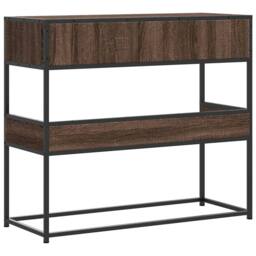 Berkfield Home Console Table Brown Oak 90x35x80 cm Engineered Wood - Size: 90 x 35 x 80 cm - thumbnail 6