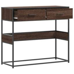 Berkfield Home Console Table Brown Oak 90x35x80 cm Engineered Wood - Size: 90 x 35 x 80 cm - thumbnail 7