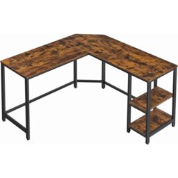 VASAGLE L-Shaped Corner Gaming Desk with 2 Storage Shelves Space Saving in Brown - thumbnail 8
