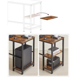 VASAGLE L-Shaped Corner Gaming Desk with 2 Storage Shelves Space Saving in Brown - thumbnail 4