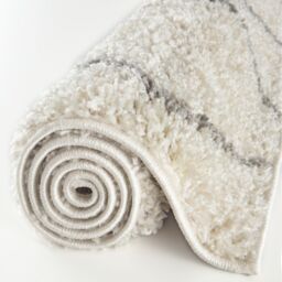 THE RUGS Moroccan Soft Shaggy Rugs & Runners Ivory & Grey Living Room - Size: 60 cm x 110 cm - thumbnail 6
