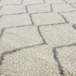 THE RUGS Moroccan Soft Shaggy Rugs & Runners Ivory & Grey Living Room - Size: 60 cm x 110 cm - thumbnail 3