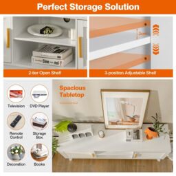 "Costway TV Stand for TVs up to 65"" Media Console Table w/Adjustable Shelf 2-door Cabinet" - thumbnail 6