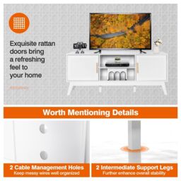 "Costway TV Stand for TVs up to 65"" Media Console Table w/Adjustable Shelf 2-door Cabinet" - thumbnail 4