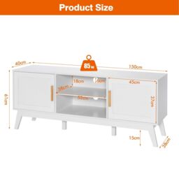 "Costway TV Stand for TVs up to 65"" Media Console Table w/Adjustable Shelf 2-door Cabinet" - thumbnail 2