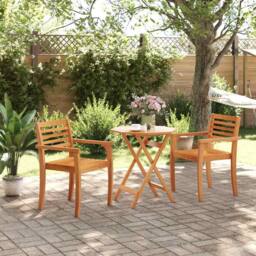 Berkfield Home Folding Garden Table √ò70x75 cm Solid Wood Acacia in Brown - Size: 70x75 cm - thumbnail 3