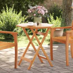 Berkfield Home Folding Garden Table √ò70x75 cm Solid Wood Acacia in Brown - Size: 70x75 cm - thumbnail 2