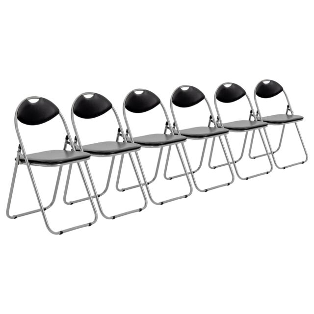 Harbour Housewares 6x Padded Folding Chairs Metal Frame Easy Store Portable Folding Seats in Black - image 1