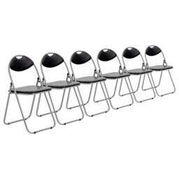 Harbour Housewares 6x Padded Folding Chairs Metal Frame Easy Store Portable Folding Seats in Black