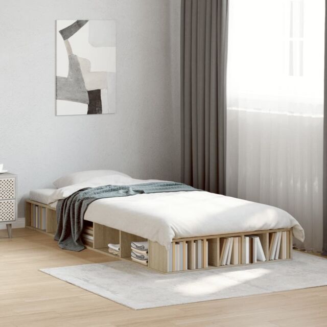 Berkfield Home Bed Frame without Mattress Sonoma Oak 90x190 cm Single in Brown - image 1