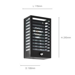 Eglo Alamonte 3 Steel Caged IP44 Outdoor Wall Light in Black - thumbnail 3