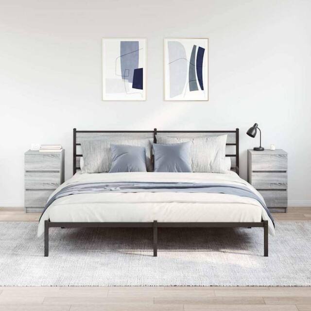 Berkfield Home Durable Bedside Cabinets with 3 Drawers 2 pcs Grey Sonoma 39x35x65 cm - Size: 39 x 35 x 65 cm - image 1