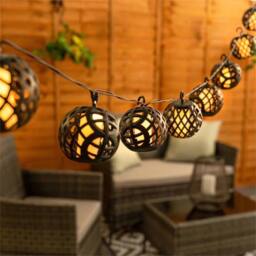 Nordara 10x Solar Garden Fairy Lights Black Lantern Outdoor Patio Lighting